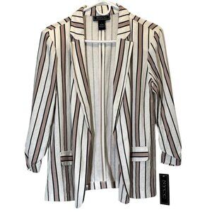 Women Pink | Cream| Black Stripe Blazer Size L